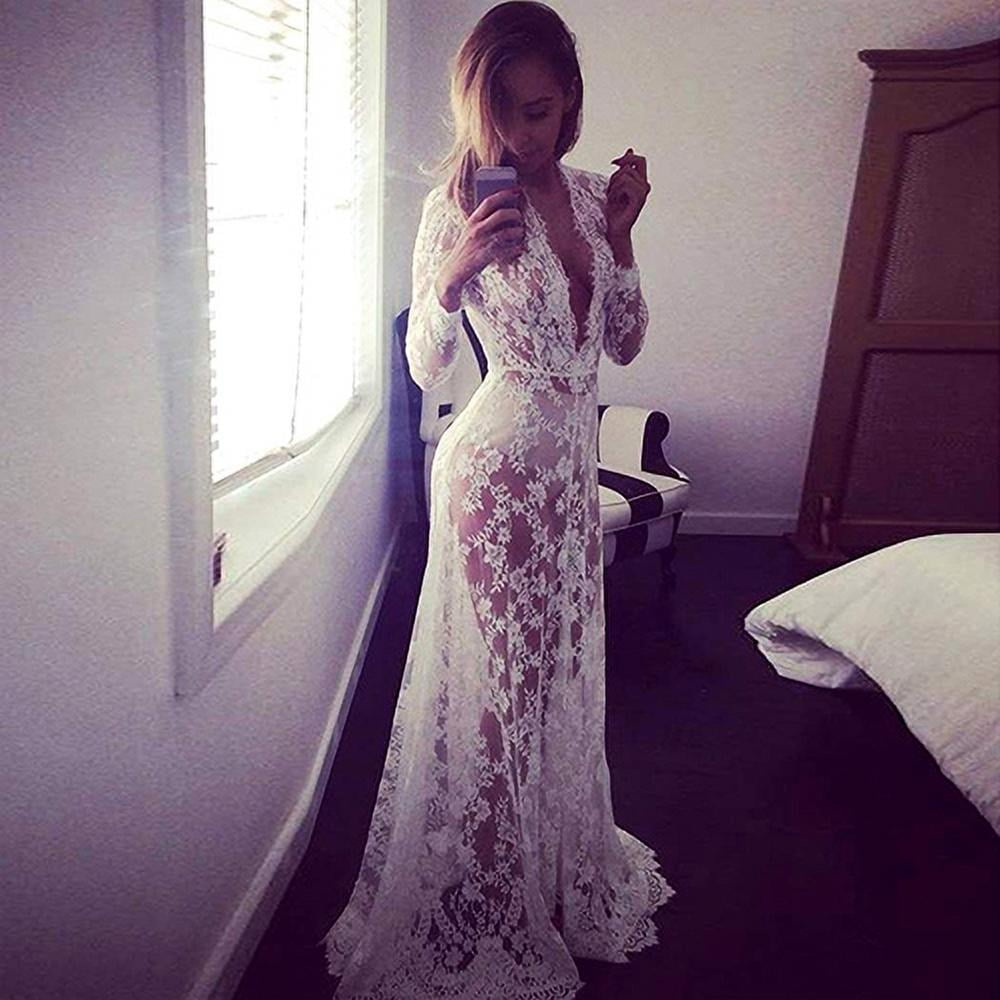 See Through Lace Maxi Dress